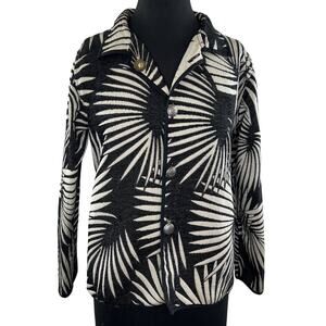 Irresistible Reversibles Jacket Black Beige Gold Abstract Palm Trees Medium M